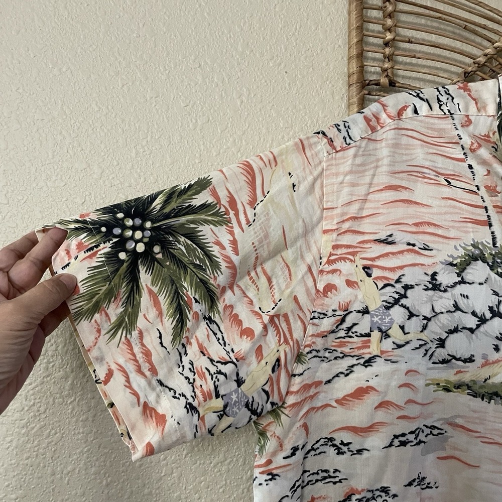 Patagonia Hawaiian Aloha Print Shirt Paddling Diamond Head Palm‎ Sz L/XL? B5 - Picture 4 of 10